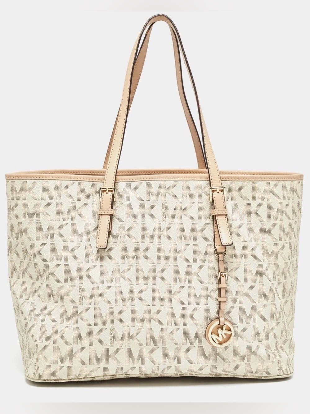 Michael Kors Beige/Acorn Signature Large MK Tote
